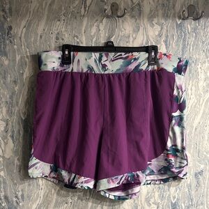 Tek Gear Purple and Floral Women's Athletic Shorts with pockets